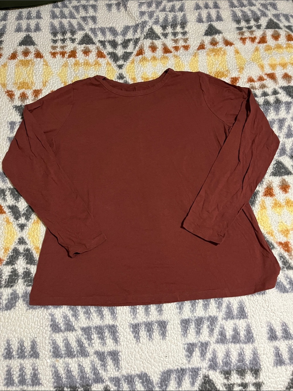 a.n.a Women's Long Sleeve Crewneck Top - Rust Brown